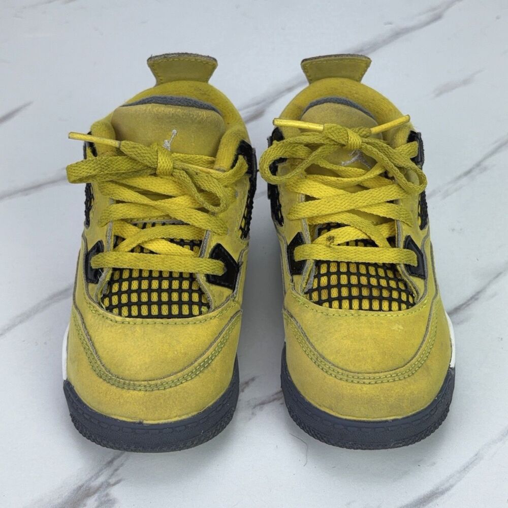 Nike Air Jordan 4 TD Retro Boy Size 9C Lightning Yellow BQ7670-700 Toddler Shoes - Picture 2 of 7